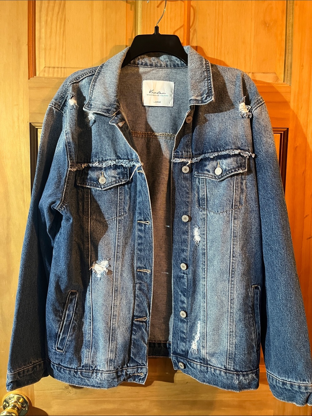 KanCan Distressed Blue Denim Jacket